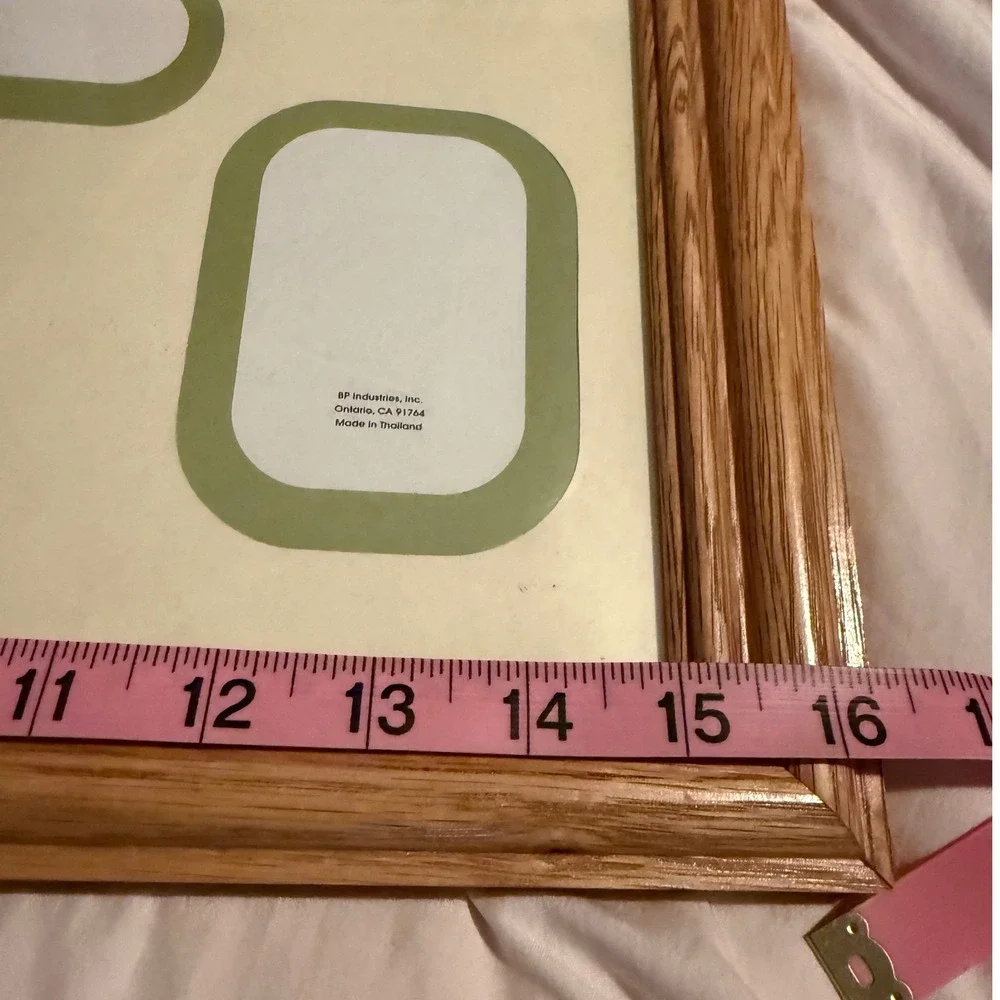 BP Industries Oak Wood 8 Opening Collage Picture Frame 11x14 Mat Green Cream